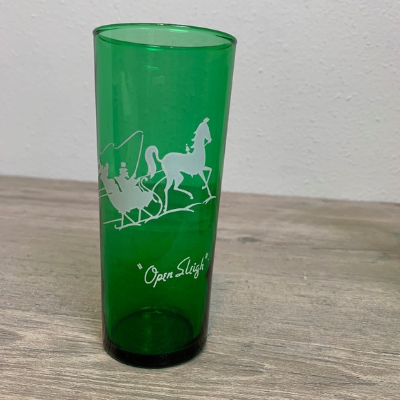 Vintage Anchor Hocking 14 Oz, 6.5" Tall Green Tom collins "Buggy" Glasses - Picture 2 of 7